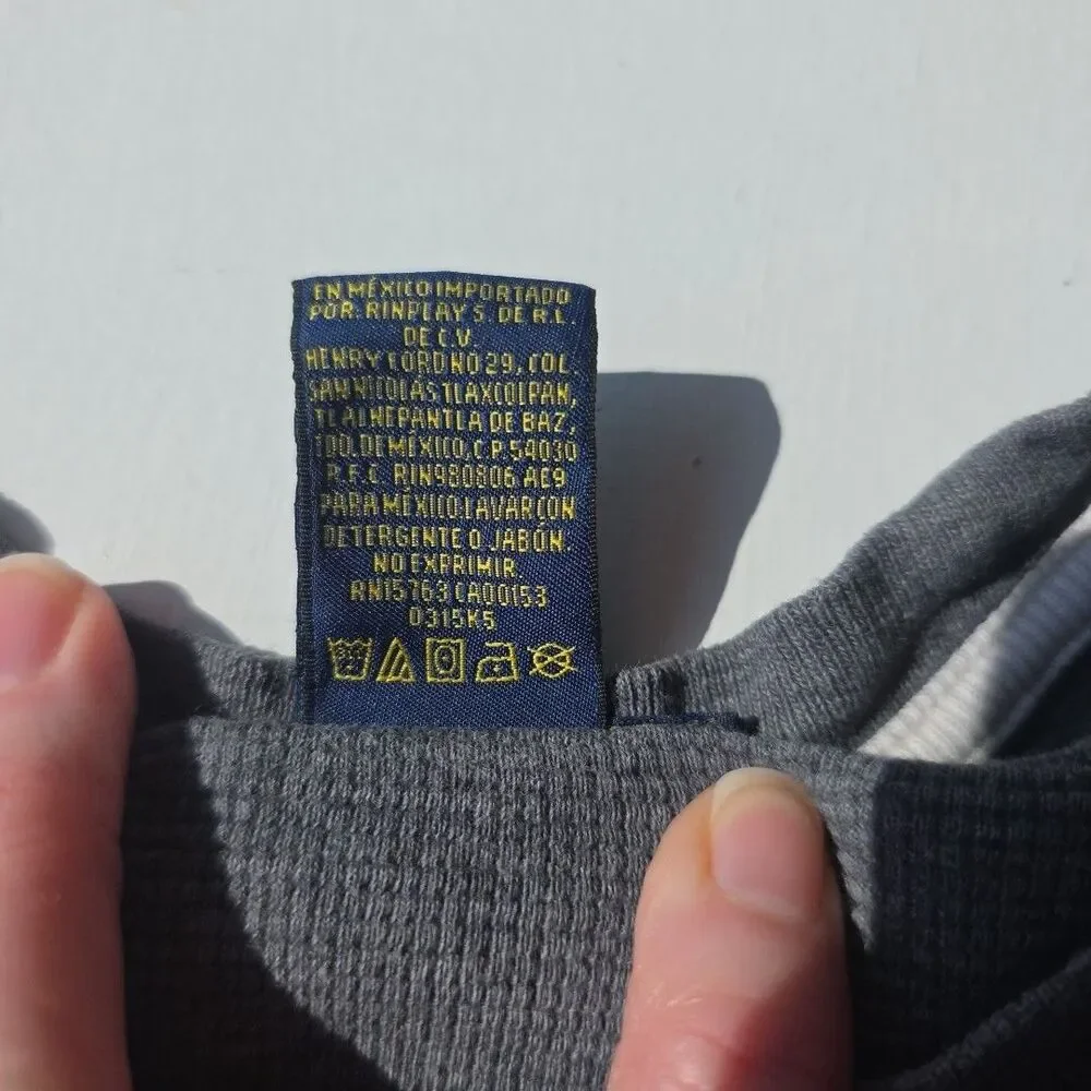 Polo Ralph Lauren Thermal Waffle Knit Long Sleeve Gray Shirt L Cotton Preppy EUC
